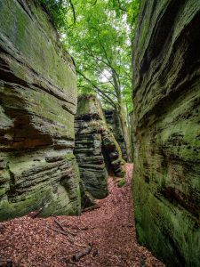 Impressive rock formations in Berdorf forest